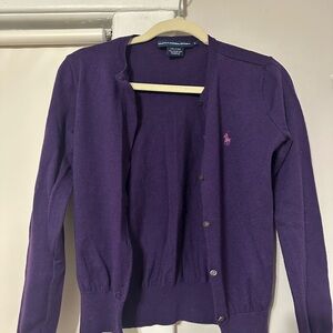 Ralph Lauren Purple Women's Cardigan - 100% Merino Wool